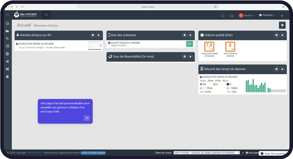 démonstration interactive monitoring site web et application mobile