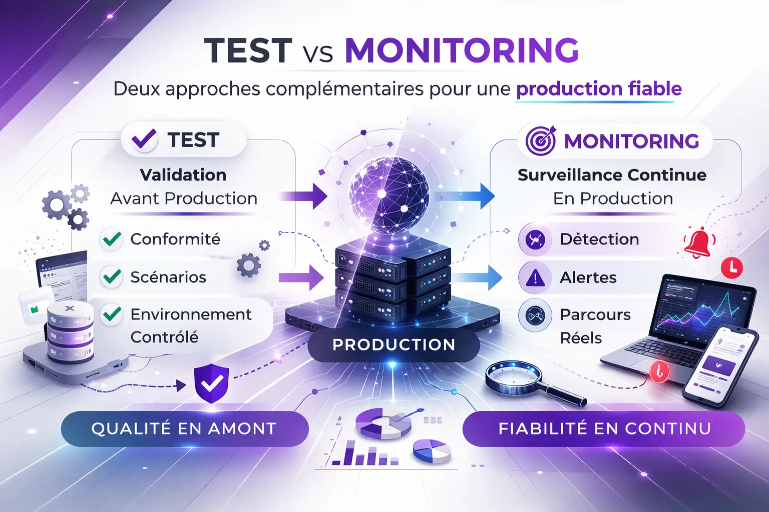 Différence entre test logiciel et monitoring en production